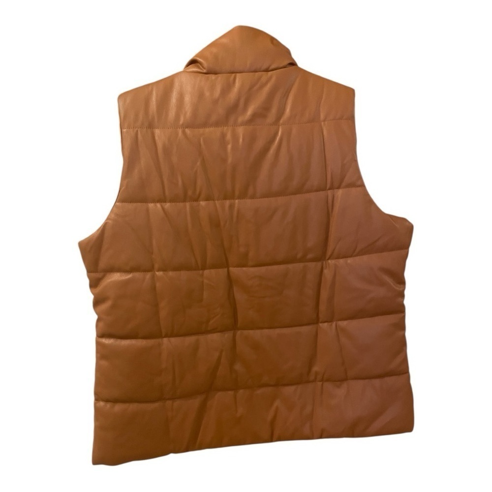 Mud Pie Puffer Faux Leather Vest, Size M, Chocolate Brown Popular Color - Picture 2 of 9
